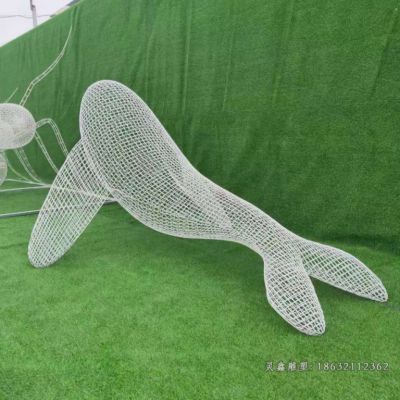 不锈钢镂空鲸鱼动物雕塑