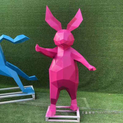 几何兔子不锈钢景观雕塑