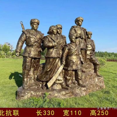 红军东北抗联人物铜雕