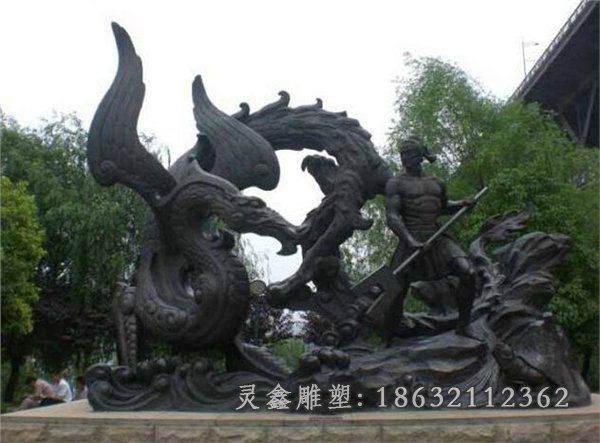 赛龙舟人物景观铜雕