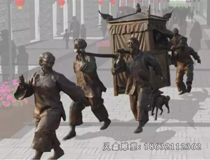 抬花轿广场小品铜雕