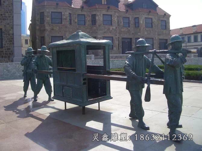 广场景观抬轿铜雕