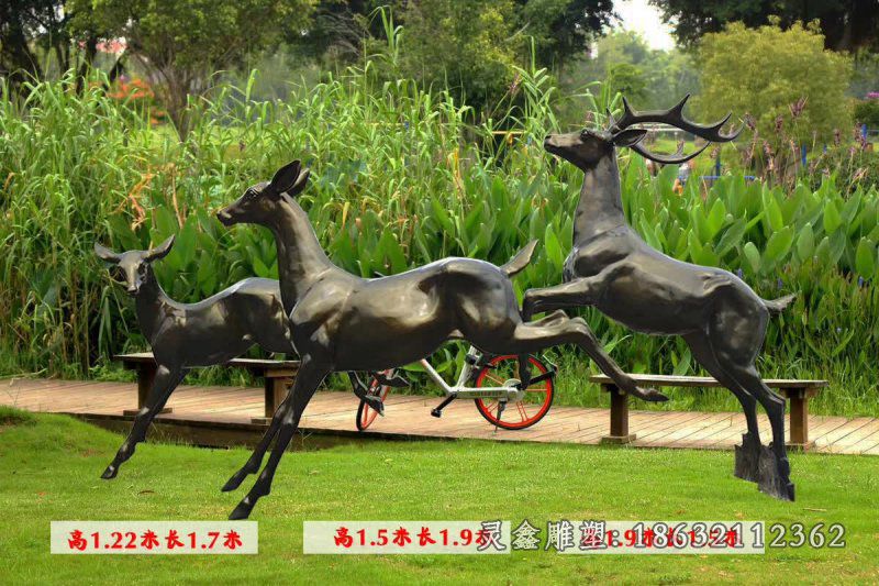 跳跃的小鹿铜雕