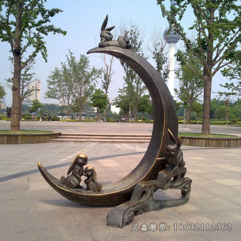 兔子动物景观铜雕